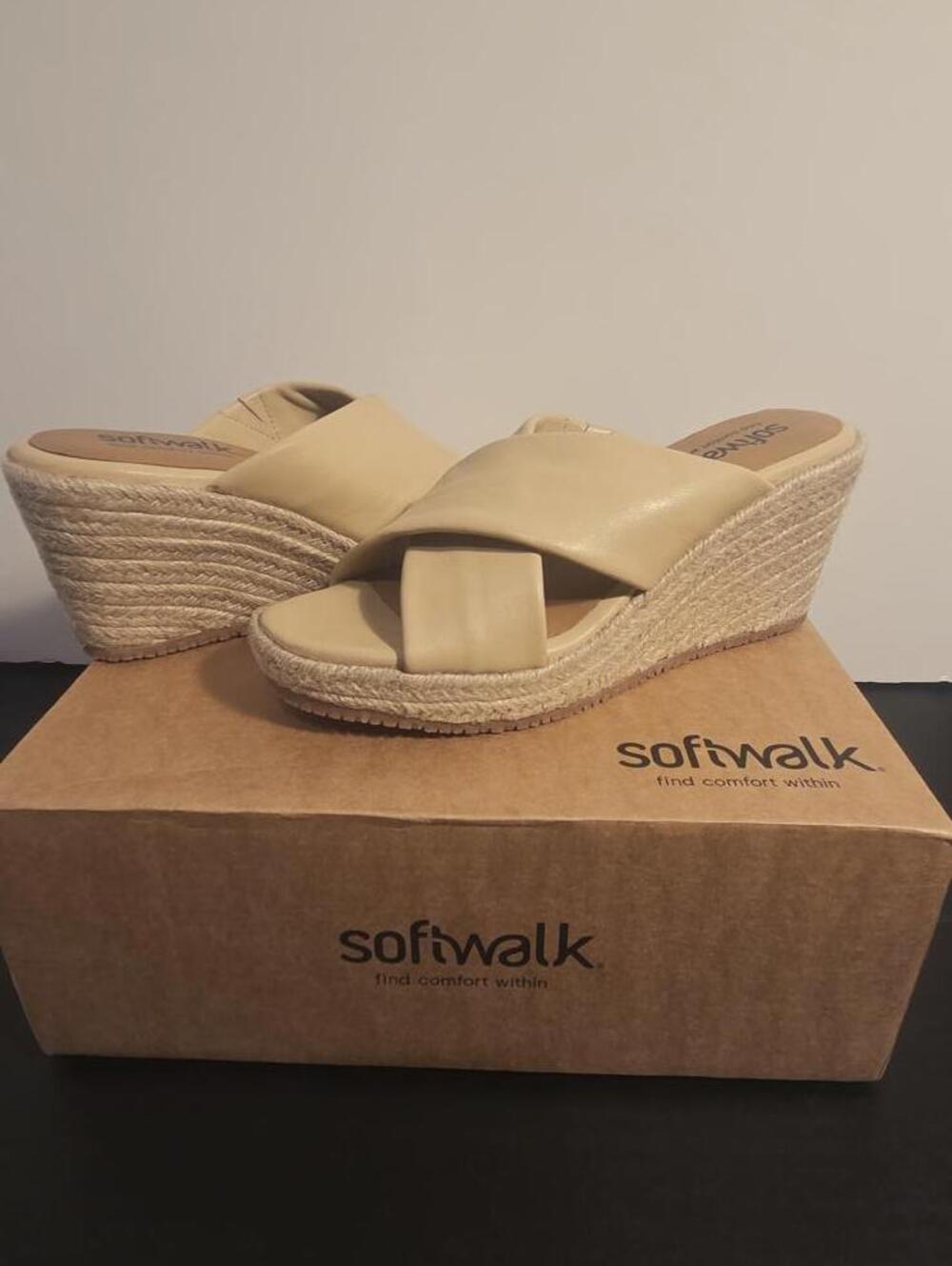 Softwalk Ivory Wedge Sandals - Size 7.5